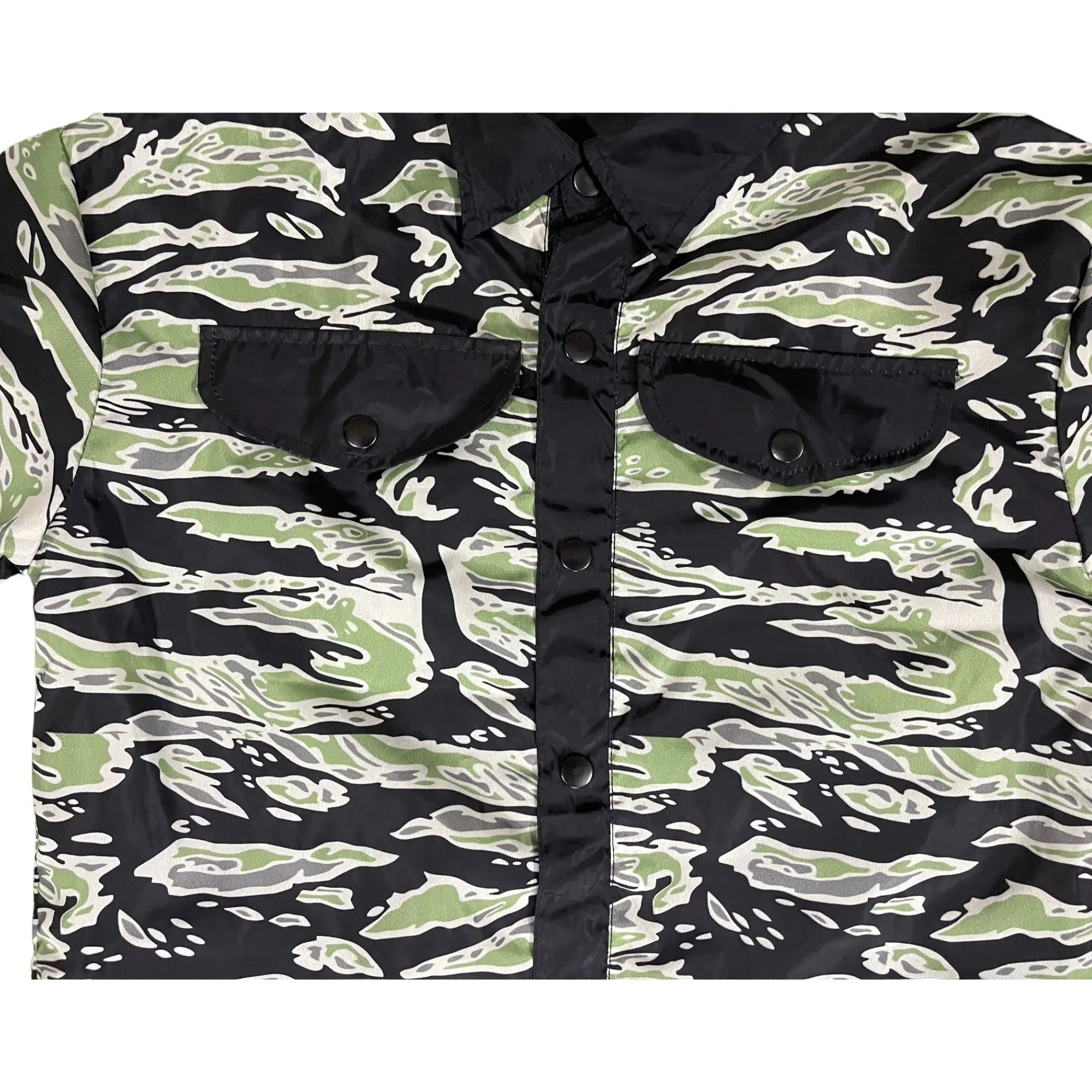 GSW Camouflage Button‑Up Shirt Shorts Set