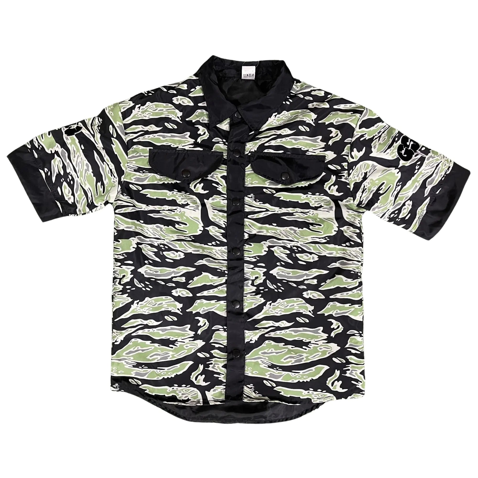 GSW Camouflage Button‑Up Shirt Shorts Set