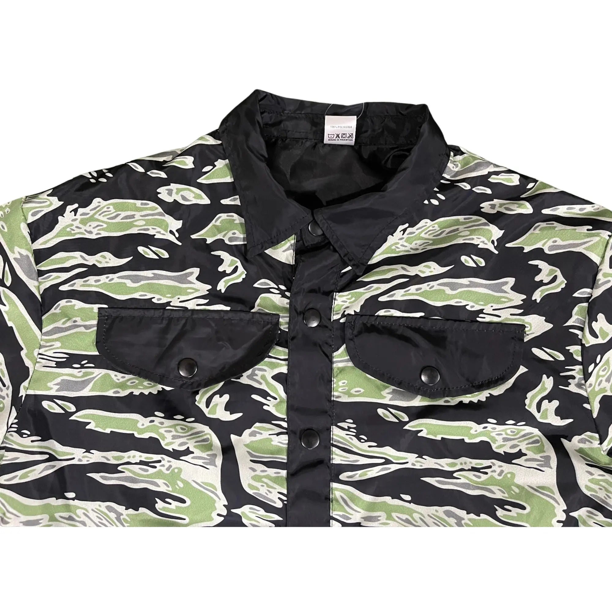 GSW Camouflage Button‑Up Shirt Shorts Set