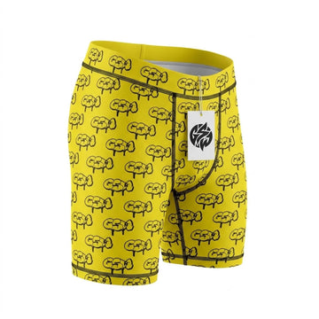 Yellow Color And  GSW's signature Logo printing Shorts