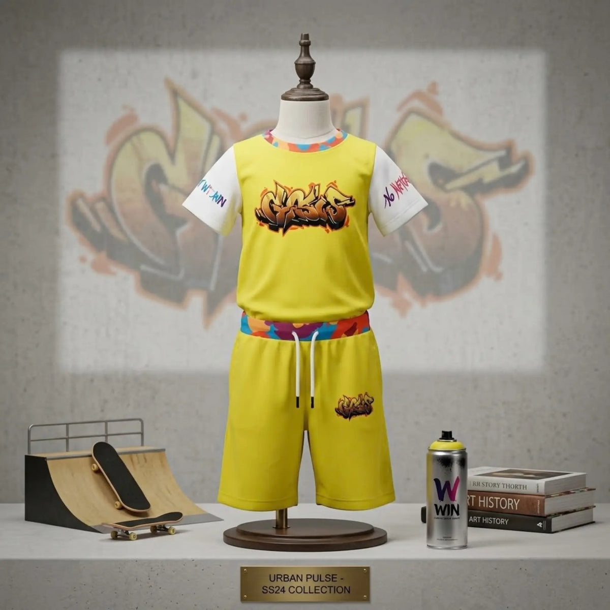  Yellow T- Shirt Round Neck Sublimation Printing Shirt and Shorts Set