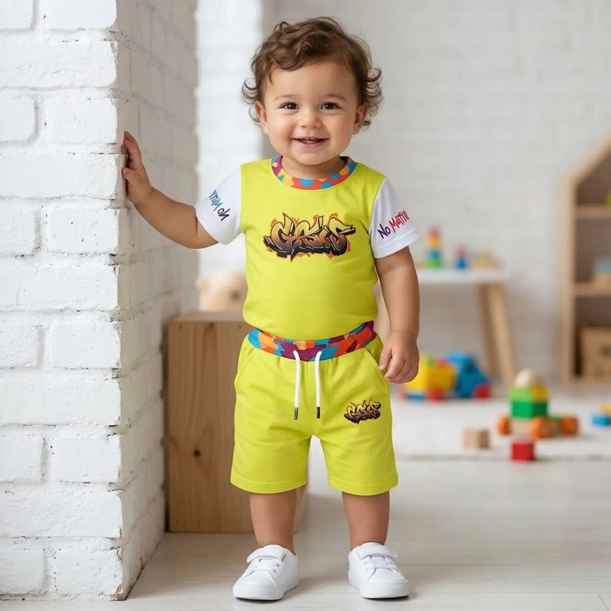  Yellow T- Shirt Round Neck Sublimation Printing Shirt and Shorts Set