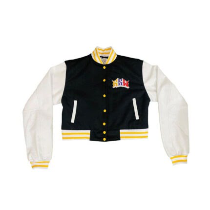 Crop Black Wool Body White Leather Sleeve Varsity Winter Jacket (-GSWVJWBBKSWB-S)-F