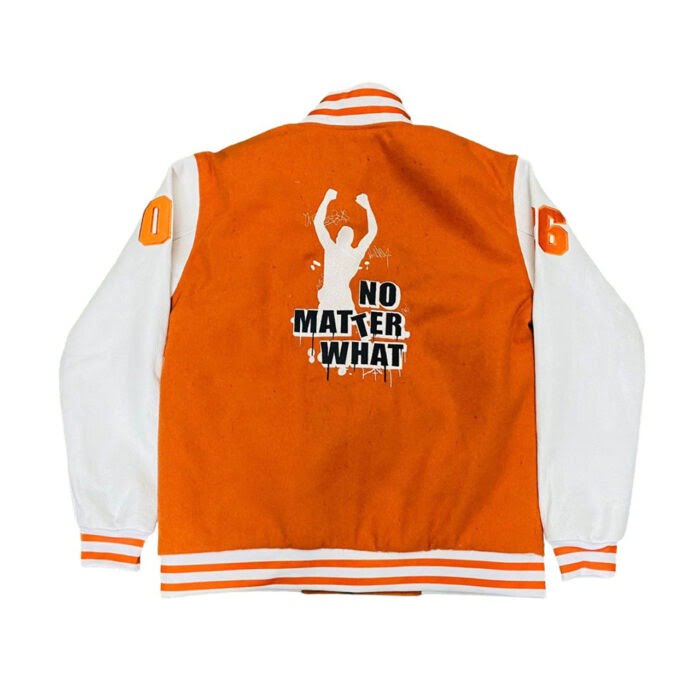 Orange Wool Body White Leather Sleeve Varsity jacket (GSWVJOBWHSLWBLS-S)-B