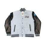 Light blue,Wool Body black Leather Sleeve Varsity Jacket SleevesSKY Black-( GSWVJSKBBKSLWBLS-S-)-F